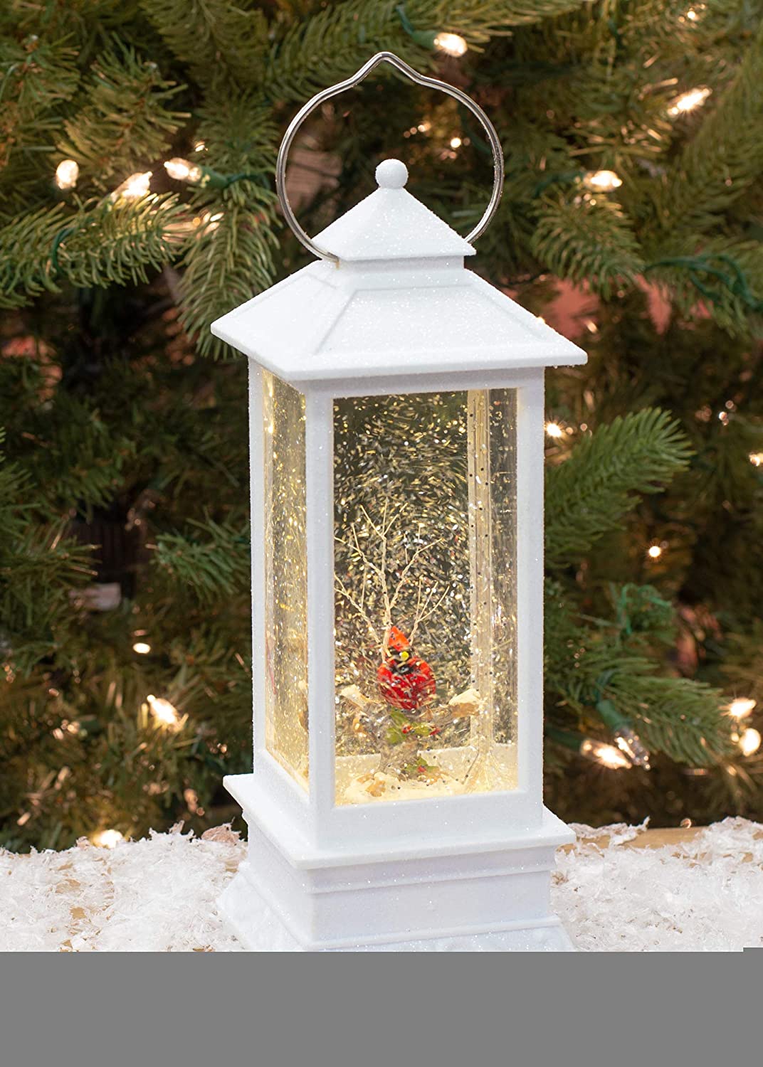 Religious Club Christmas Collection Roman White Lighted With Red  Cardinal LED Lantern 11 Inch Acrylic Decorative Tabletop Snow Globe 130357