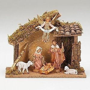 Fontanini Nativity 5 inch 6 figure with Italian Stable