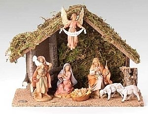 Fontanini Nativity 5 inch scale 7 Piece Set with Italian stable