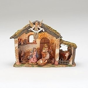 Fontanini Nativity 5 inch scale 6 Figures with lighted stable